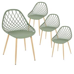 Lot  de 4 chaises vertes coque arrondie