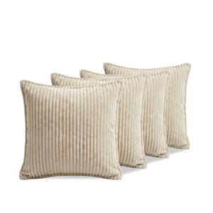 Lot de 4 coussins velours côtelé   Beige 40x40 cm