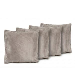 Lot de 4 coussins velours côtelé   Gris Clair 40x40 cm