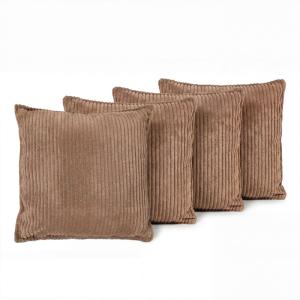 Lot de 4 coussins velours côtelé   Marron 40x40 cm