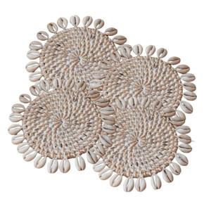 Lot de 4 dessous de verre en coquillages en blanc