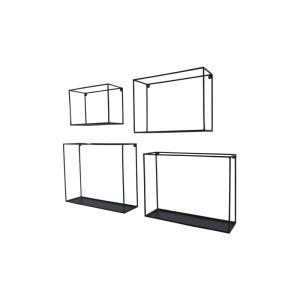 Lot de 4 étagères murales en métal filaire noir