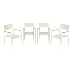 Lot de 4 fauteuils de jardin aluminium et textilène beige