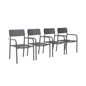 Lot de 4 fauteuils de jardin empilables anthracite