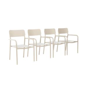 Lot de 4 fauteuils de jardin empilables beige