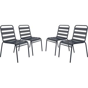 Lot de 4 fauteuils de jardin en acier gris 59 x 55 x 84 cm