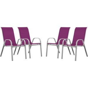 Lot de 4 fauteuils de jardin en acier rose 53 x 75 x 92 cm