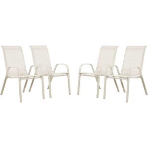 Lot de 4 fauteuils de jardin en métal ecru 53 x 75 x 92 cm