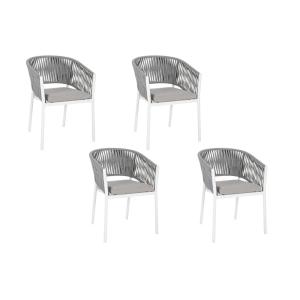 lot de 4 fauteuils de jardin en métal et polypropylène