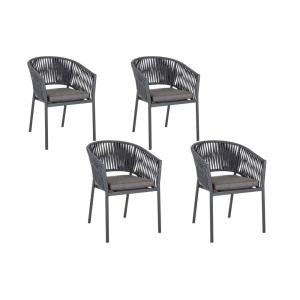 Lot de 4 fauteuils de jardin en métal et polypropylène anth…