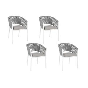 Lot de 4 fauteuils de jardin en métal et polypropylène blan…