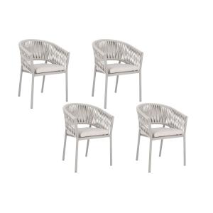 lot de 4 fauteuils de jardin en métal et polypropylène crèm…