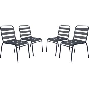 Lot de 4 fauteuils de jardin en métal gris 59 x 55 x 84 cm