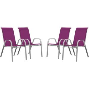 Lot de 4 fauteuils de jardin en métal rose 53 x 75 x 92 cm