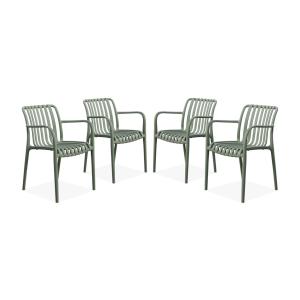 Lot de 4 fauteuils de jardin en plastique vert de gris