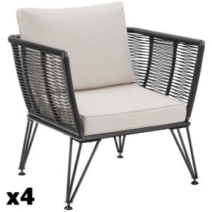 Lot de 4 fauteuils de jardin en résine tressée avec housses…