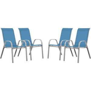 Lot de 4 fauteuils de jardin métal bleu 53 x 75 x 92 cm