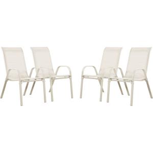 Lot de 4 fauteuils de jardin métal ecru 53 x 75 x 92 cm