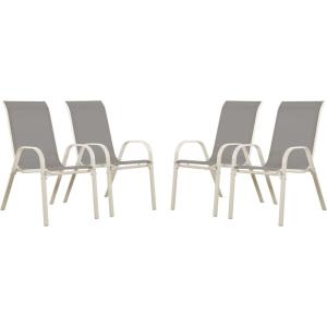 Lot de 4 fauteuils de jardin métal gris clair 535 x 75 x 92…