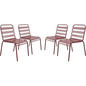 Lot de 4 fauteuils de jardin métal terracotta 59 x 55 x 84…