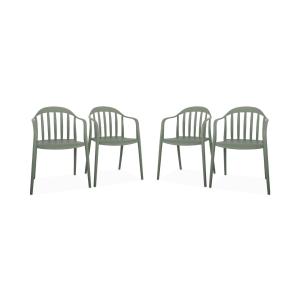 Lot de 4 fauteuils de jardin plastique vert de gris