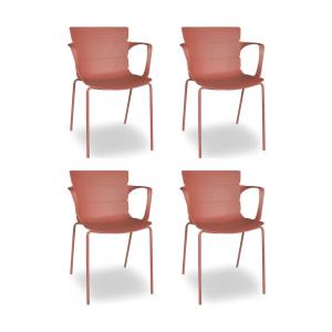 Lot de 4 fauteuils de table extérieur brique en polypropylè…