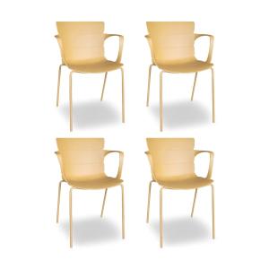 Lot de 4 fauteuils de table extérieur ocre en polypropylène…