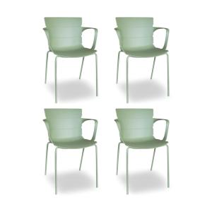 Lot de 4 fauteuils de table extérieur vert en polypropylène…