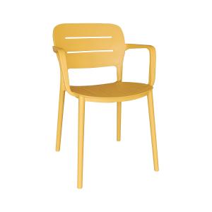 Lot de 4 fauteuils de table jaune extérieur en polypropylèn…