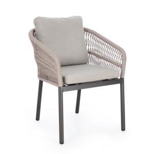 Lot de 4 fauteuils en aluminium anthracite avec tressage, c…
