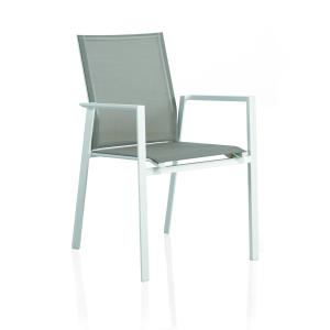 Lot de 4 fauteuils en aluminium blanc avec toile plastifiée…