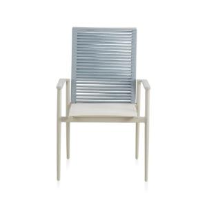 Lot de 4 fauteuils en aluminium blanc, dossier en corde tre…