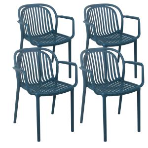 Lot de 4 fauteuils en plastique bleu canard