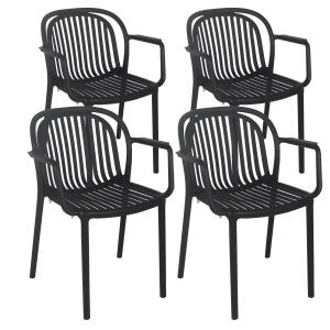 Lot de 4 fauteuils en plastique noir