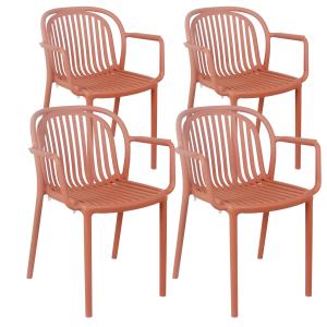 Lot de 4 fauteuils en plastique terracotta