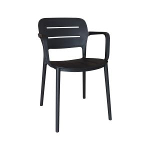 Lot de 4 fauteuils noir extérieur en polypropylène