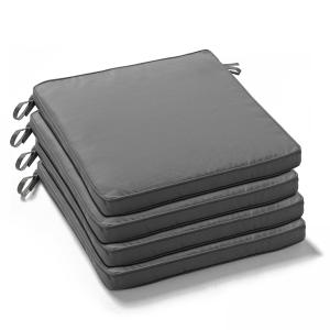 Lot de 4 galettes de chaise polyester gris 40x40x3 cm