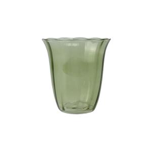 Lot de 4 gobelets en verre en forme de fleur 35,5cl verts