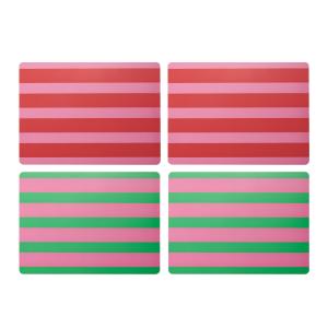 Lot De 4 Grands Sets De Table Premium Stripe Print Wood
