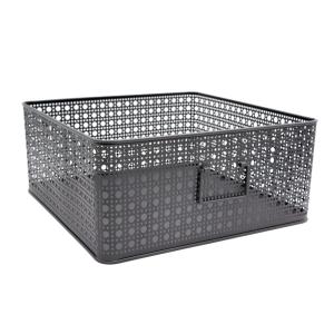 Lot de 4 paniers de rangement en métal gris 32 x 32 x 14 cm