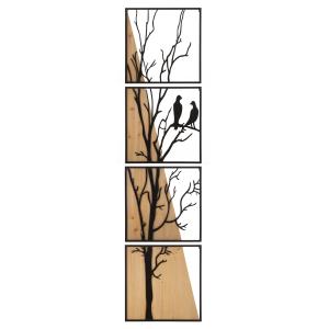 Lot de 4 panneaux décoratifs 3D en métal et bois noir 50x2x…