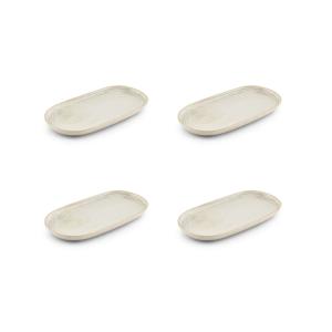 Lot de 4 plat de service beige en grès 23x12cm