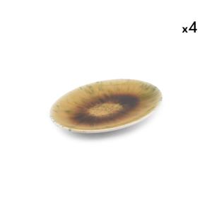 Lot de 4 plats de service marron en porcelaine 24x17cm