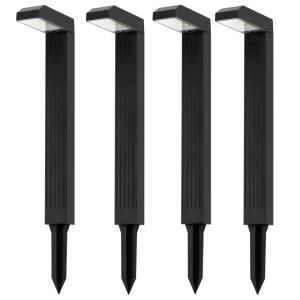 Lot de 4 Potelets solaires à piquer Plastique Noir h49cm