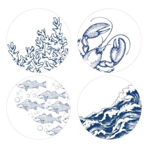 Lot de 4 - Set de table en vinyle bleu motif bord de mer 39…