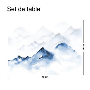 Lot de 4 sets de table L 40xl 30cm Bleu Montagne