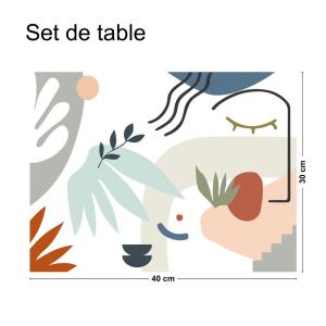 Lot de 4 sets de table L 40xl 30cm Multicolore Géométrique