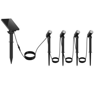 Lot de 4 Spots solaires connectés Acier Noir 100lm