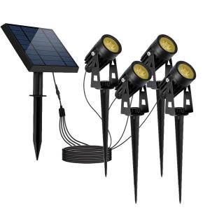 Lot de 4 Spots solaires connectés Acier Noir 200LM