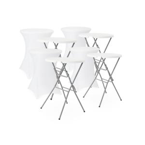 Lot de 4 tables de réception pliantes acier avec housse bla…